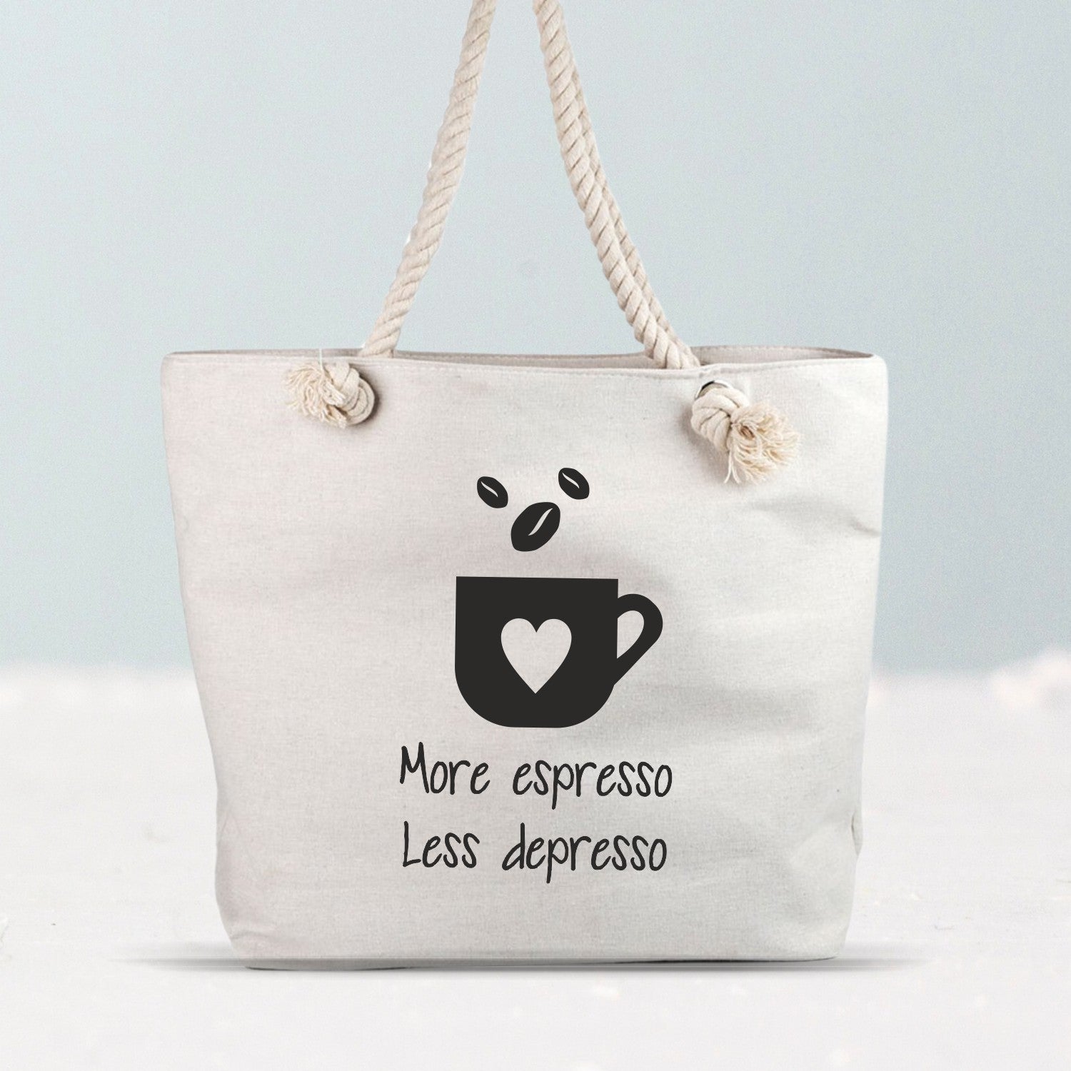 Geantă Canvas More espresso, Less depresso