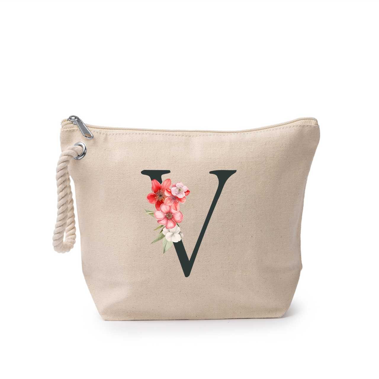Portfard personalizat cu litera V, material din bumbac 100% - sakosa.ro